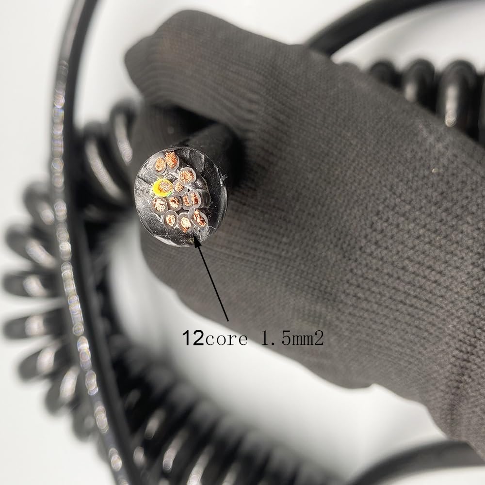 Przewód elektryczny, kabel spiralny teleskopowy, Przewód sprężynowy 12-żyłowy, kwadratowy, 1,5 mm, teleskopowy, PU, ​​mechaniczny, elektryczny, połączeniowy
