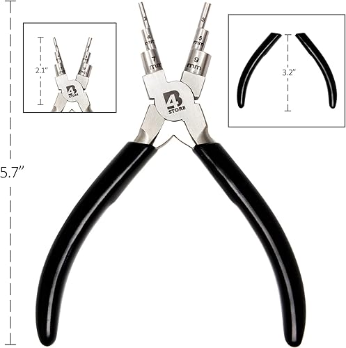 Miniatura 6 de 4BStore Alicates 6 en 1 para hacer fianzas con agarre de espuma extra, alicates de alambre para fabricación de joyas, mango de agarre cómodo, bucles