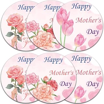 120pcs Happy Mothers Day Stickers, 2 Inch Floral Mothers Day Labels Sticker, Love Heart Mothers Day Tags, Mothers Day Party Favors Decorations for Boxes, Envelopes, Cards