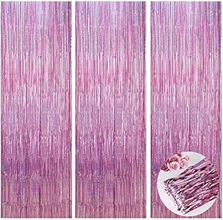 3pcs 3.28ft x 6.56ft Black Foil Tinsel Backdrop Curtain Decoration, Black Foil Fringe Curtains Streamer Photo Backdrop for Graduation,Birthday,Bachelorette,Halloween,Christmas,Easter Day, Decor