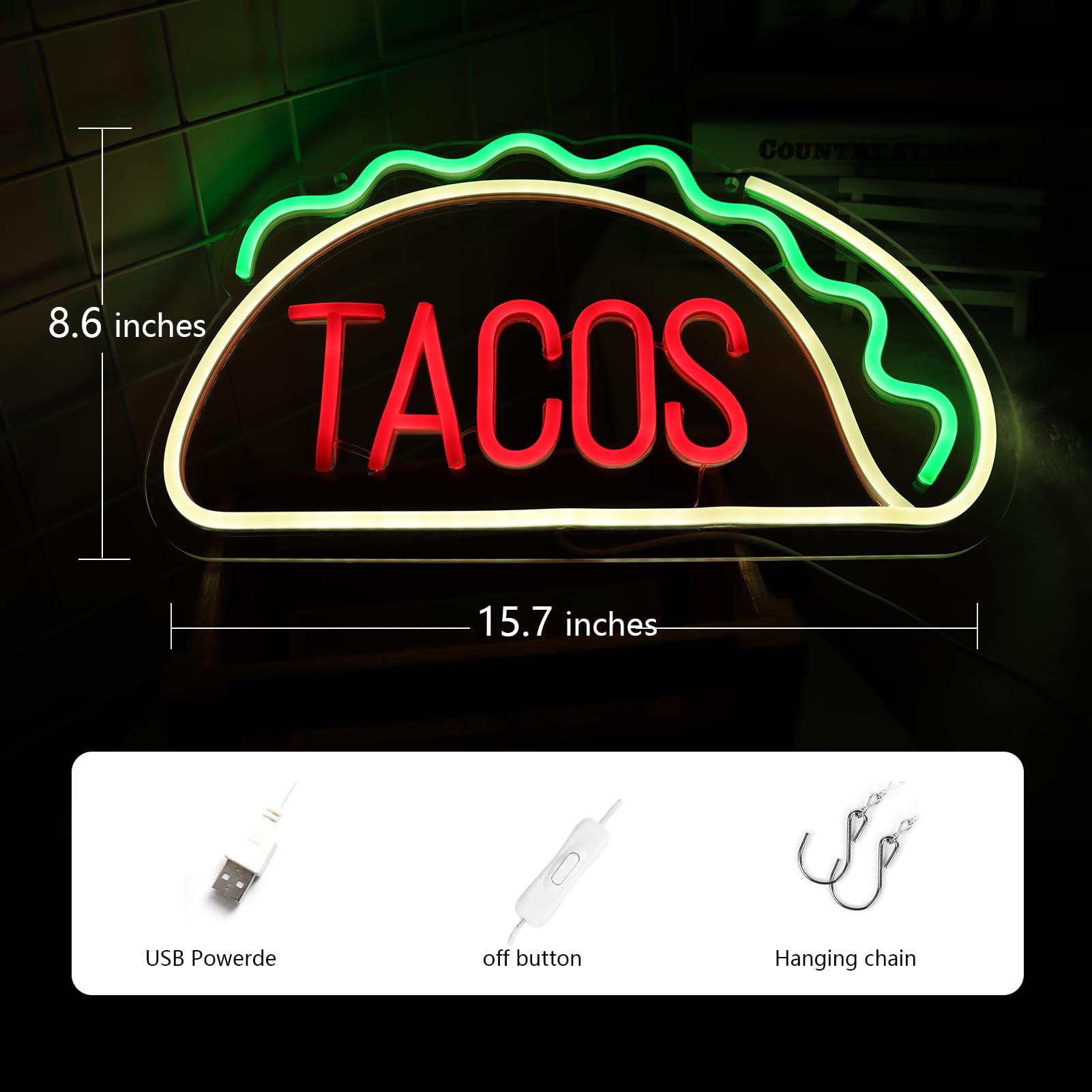 JFLLamp Tacos Neon Signs for Wall Decor Neon Lights for Tortilla