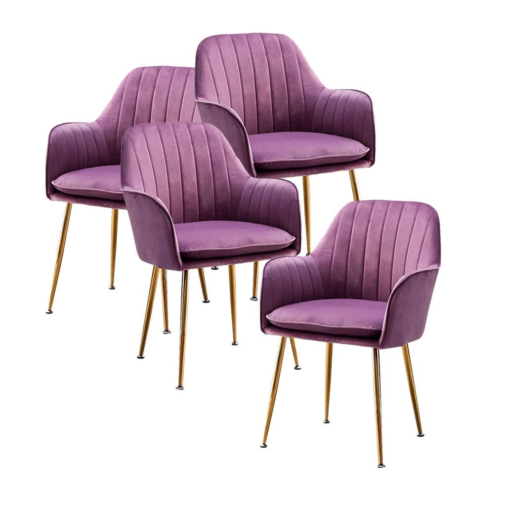 SJIALEN Kitchen Dining Chairs,Soft Velvet Cushion Seat and Back for Living Room Bedroom Kitchen Armchair Office Lounge Chair Kitchen Chair (Color : Titanium Gold Legs, Size : 4pcs)