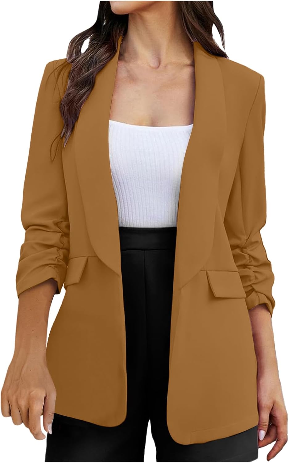 Femme Blazer à Carreaux Élégant Manches Longues Slim Fit OL Bureau Affaires Blazer Veste De