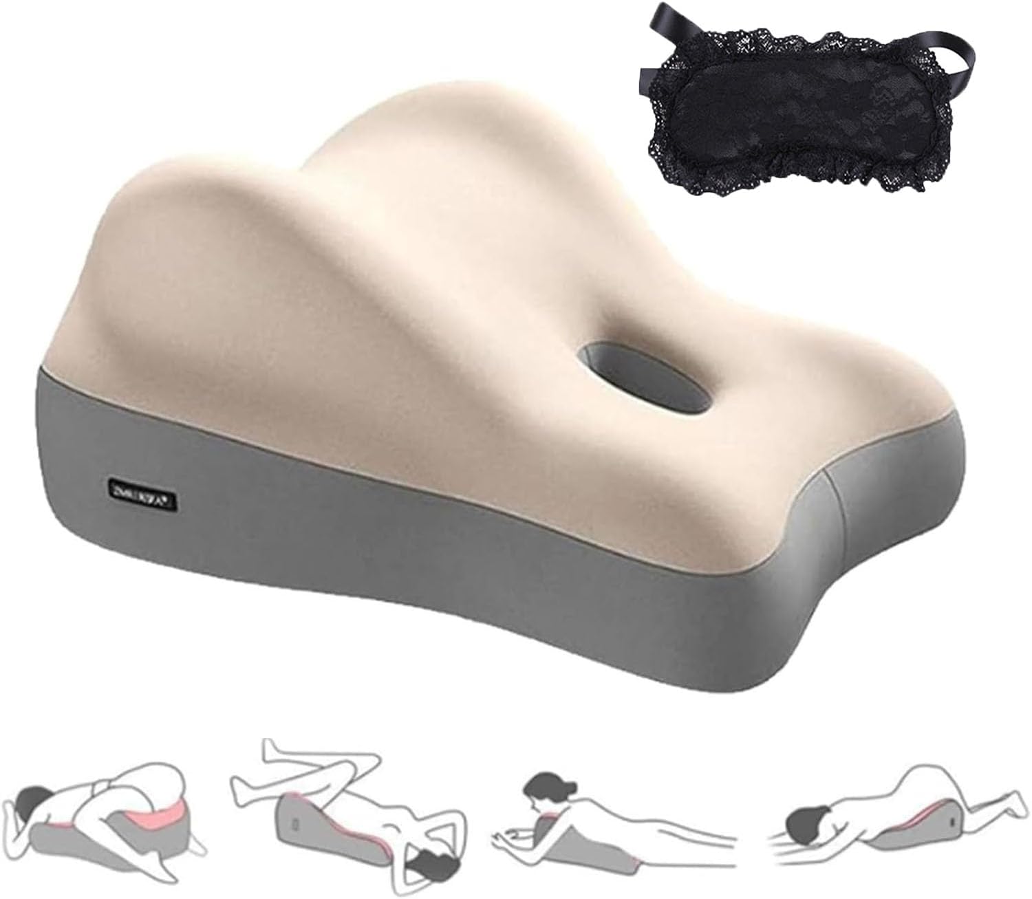 Couples Pillow for Intimacy, 2026 Upgrade Ergonomic Bumpy Position Butt Cushion for Couples, Comfort Memory Foam Wedge Pillows for Waist & Neck Support (Beige)