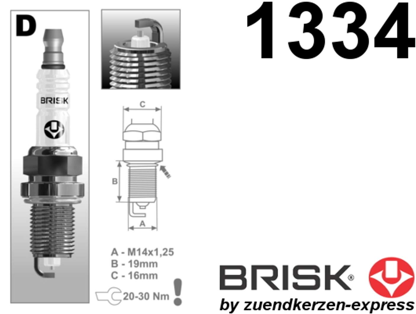 BRISK Silver DR15YS 1334 - Bujías de gasolina GLP GPL CNG (10 unidades) Llave Bujias