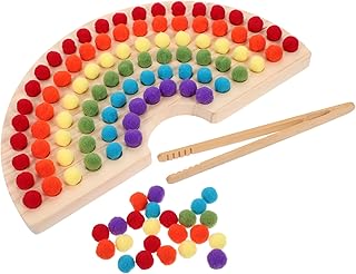 FOYTOKI 1 Conjunto De Contas De Arco-Íris Combinam Com Blocos De Madeira Para Bebês Brinquedos De Empilhamento De Bebês Brinquedos De Madeira Para Bebês Brinquedos De Arco-Íris Placa