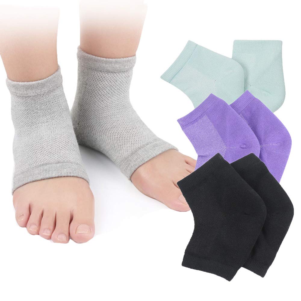 Moisturizing Heel Socks, 4 Pairs Gel Spa Socks Toeless Breathable Socks to Heal and Treat Dry, Cracked Heels While You Sleep by FUNZON (4 Pairs)