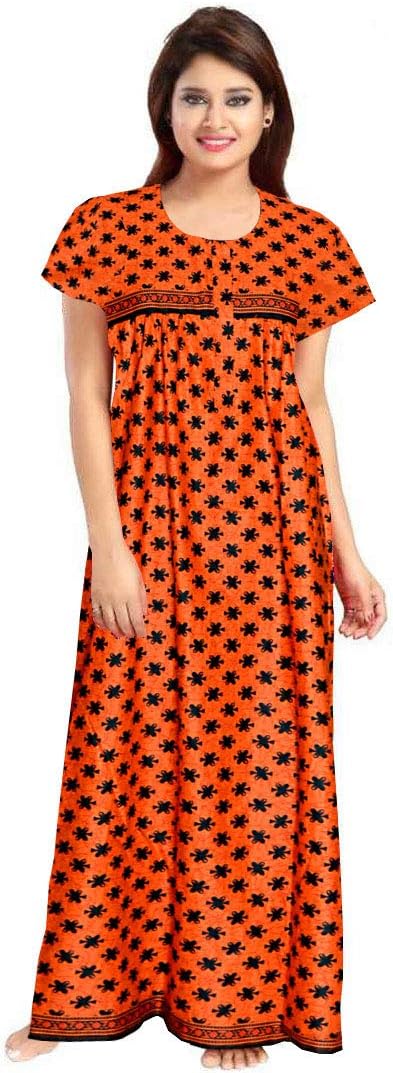 Silver Organisation Women's Cotton Nighty/Gown (Multicolor)