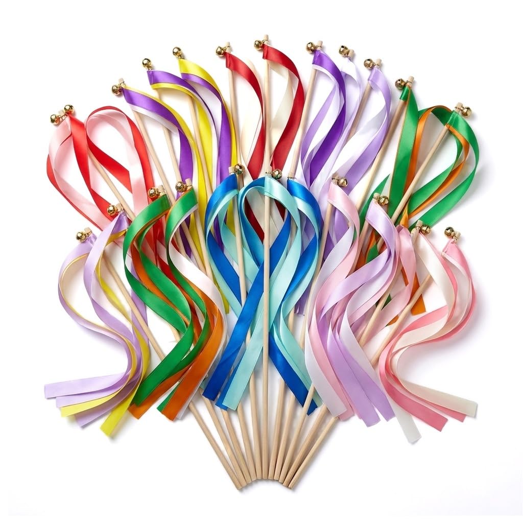 25 Pcs Ribbon Wands, Assorted Streamers for Dance Gymnastics Party Favor