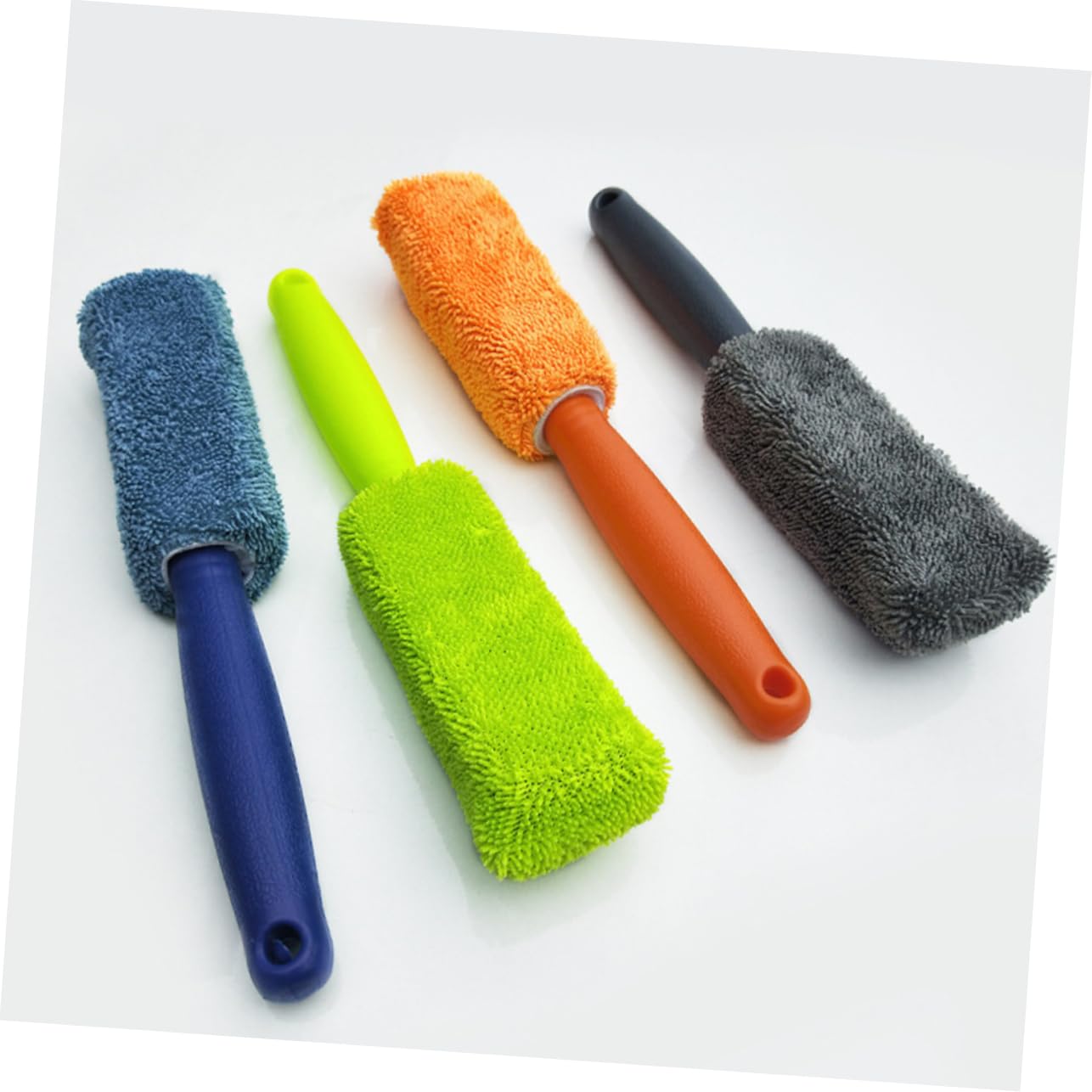 SOLUSTRE 4 Set Spazzola per Pneumatici in Microfibra con Manico Lungo Detergente per Ruote Pulitore per Cerchi Posto A Sedere Scopa Kit Spolverino Spugna Gel Lavatrice Plastica 2 Pezzi * 4