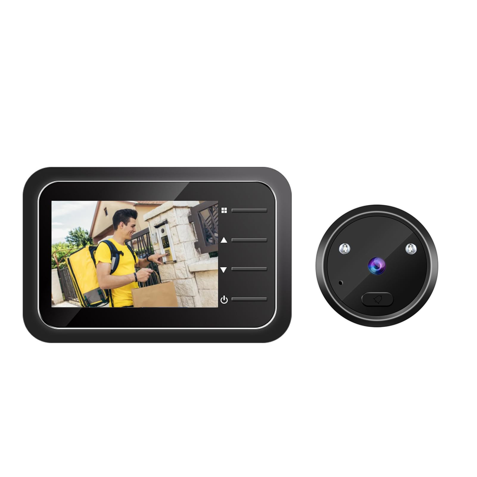 Inteligentny wizjer do drzwi 2,4 cala z kamerą i dzwonkiem do drzwi, szeroki kąt widzenia 120°, noktowizor na podczerwień, obraz HD 0,3 MP, automatyczne nagrywanie, pamięć 32 GB, do drzwi o