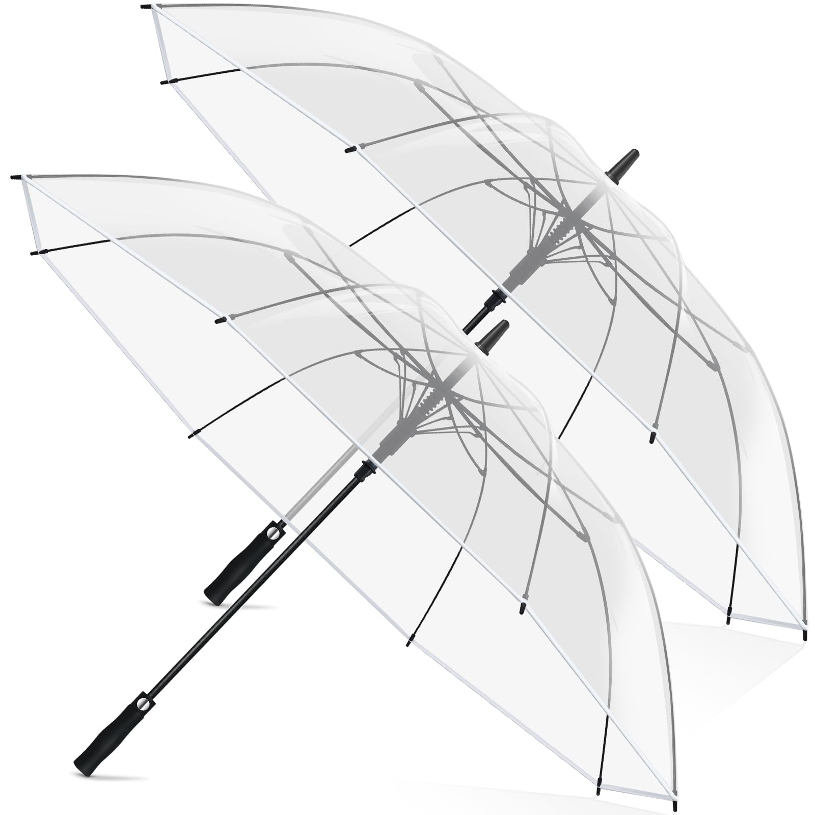 Weewooday 2 Pezzi Ombrelli Trasparenti Grande XXL Automatico Elegante con Pulsante Ombrello da Sposa Antivento Impermeabile para Partner