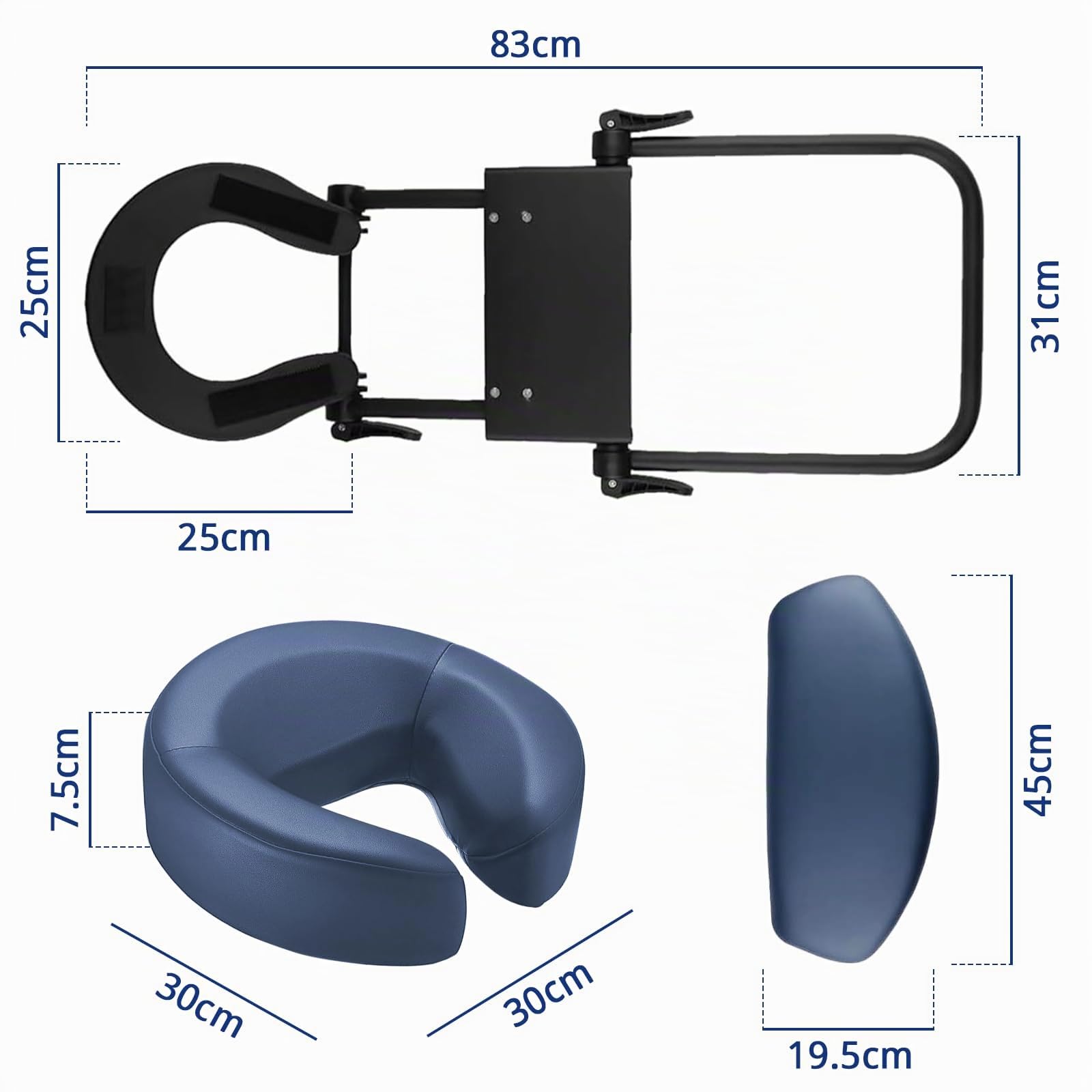 JAOGAUS Reposacabezas de Masaje para Cama con Ajuste 180° y Soporte Facial | Compatible con colchones de 14 a 45 cm, ideal para masaje boca abajo con soporte estable y cómodo