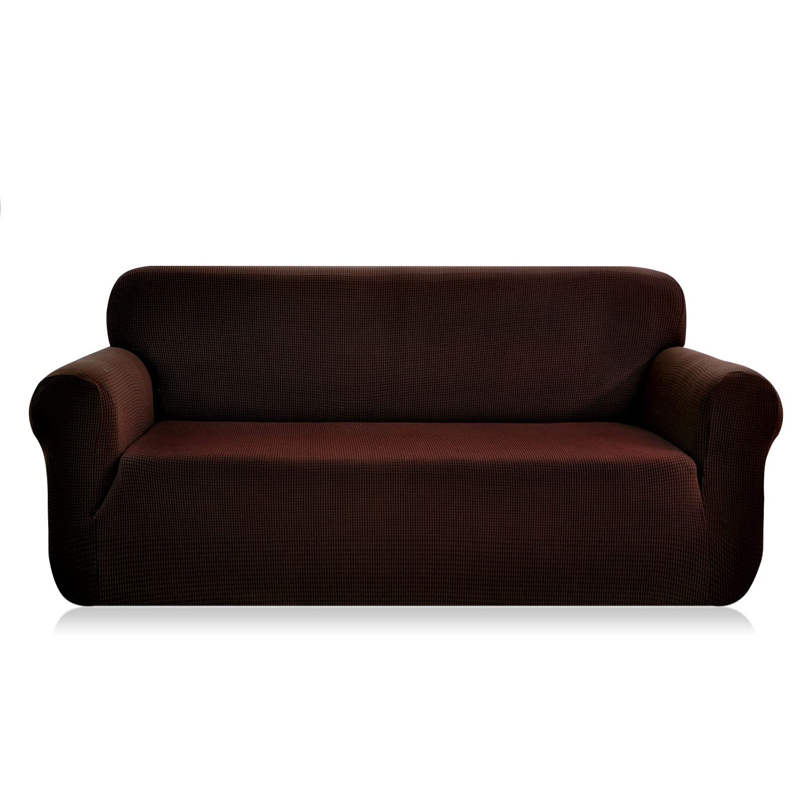 SAMSTEX Stylish Sofa Cover Stretch 1-Piece Sofa Slipcovers High Stretch Sofa Cover 3 Seater Thick Soft Sofa Protector Machine Washable Non Slip Couch Covers (3 Seater, Chocolate)
