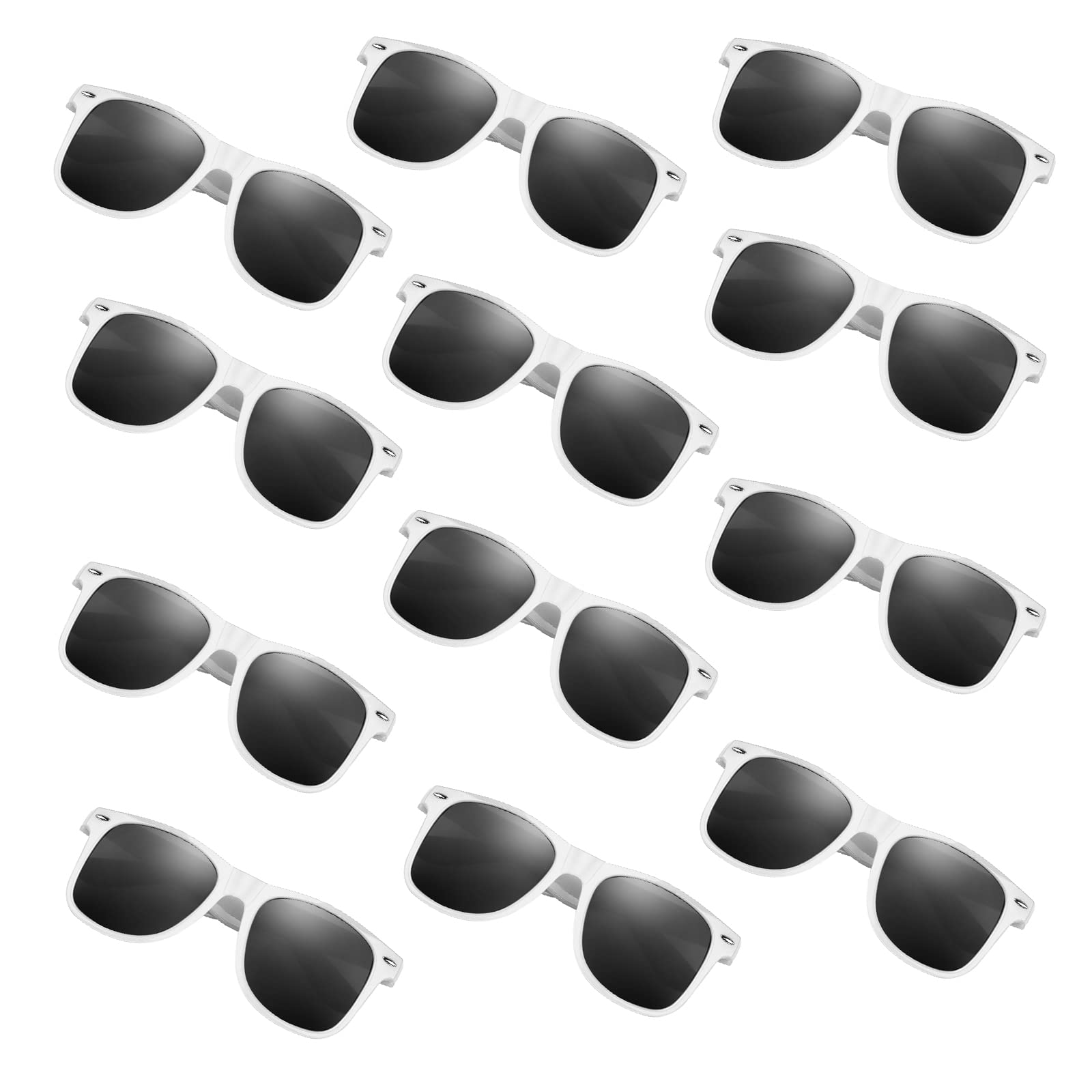 FEPITO 24 Pack Party Sunglasses Bulk for Birthday Party Favors Goody Bag Fillers for Beach Pool Party Toys for Adults, White