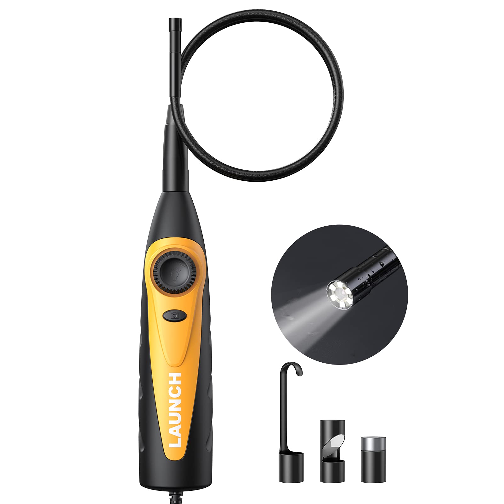 LAUNCHVSP-600 Borescope Inspection Camera with 6 Adjustable LED Lights, USB Endoscope with IP67 Waterproof Semi-Rigid Cable, Multi-Scenarios Suitable for Android Mobile PC, and LAUNCH X431 Scanners