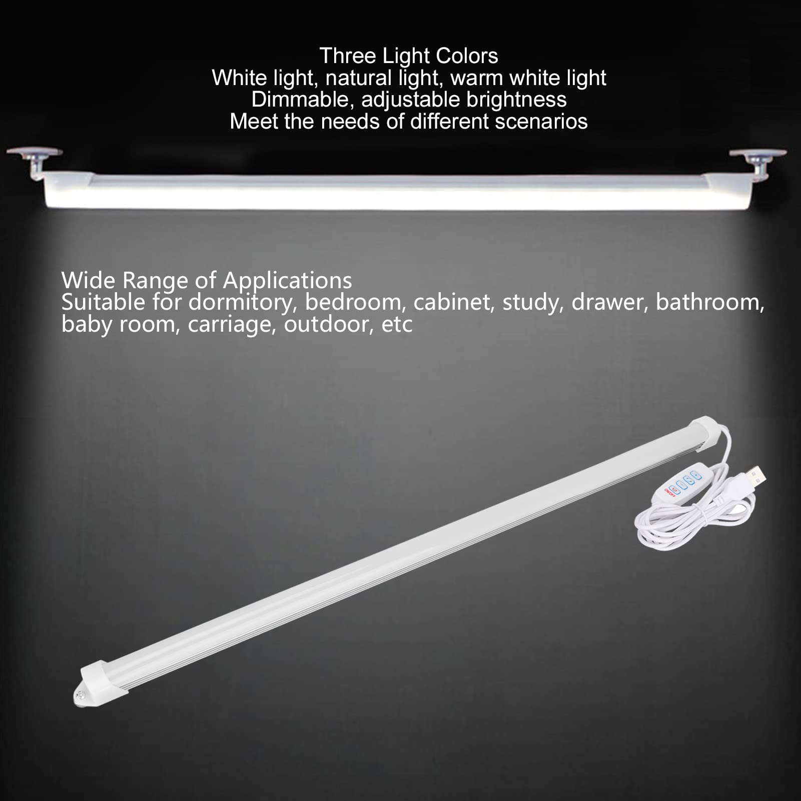 Oświetlenie podszafkowe, wtyczka USB Funkcja pamięci oświetlenia LED do szafy, możliwość przyciemniania Ochrona oczu 3-kolorowa lampa LED na ladę, supercienka ściemnialna lampa warsztatowa, oświetleni