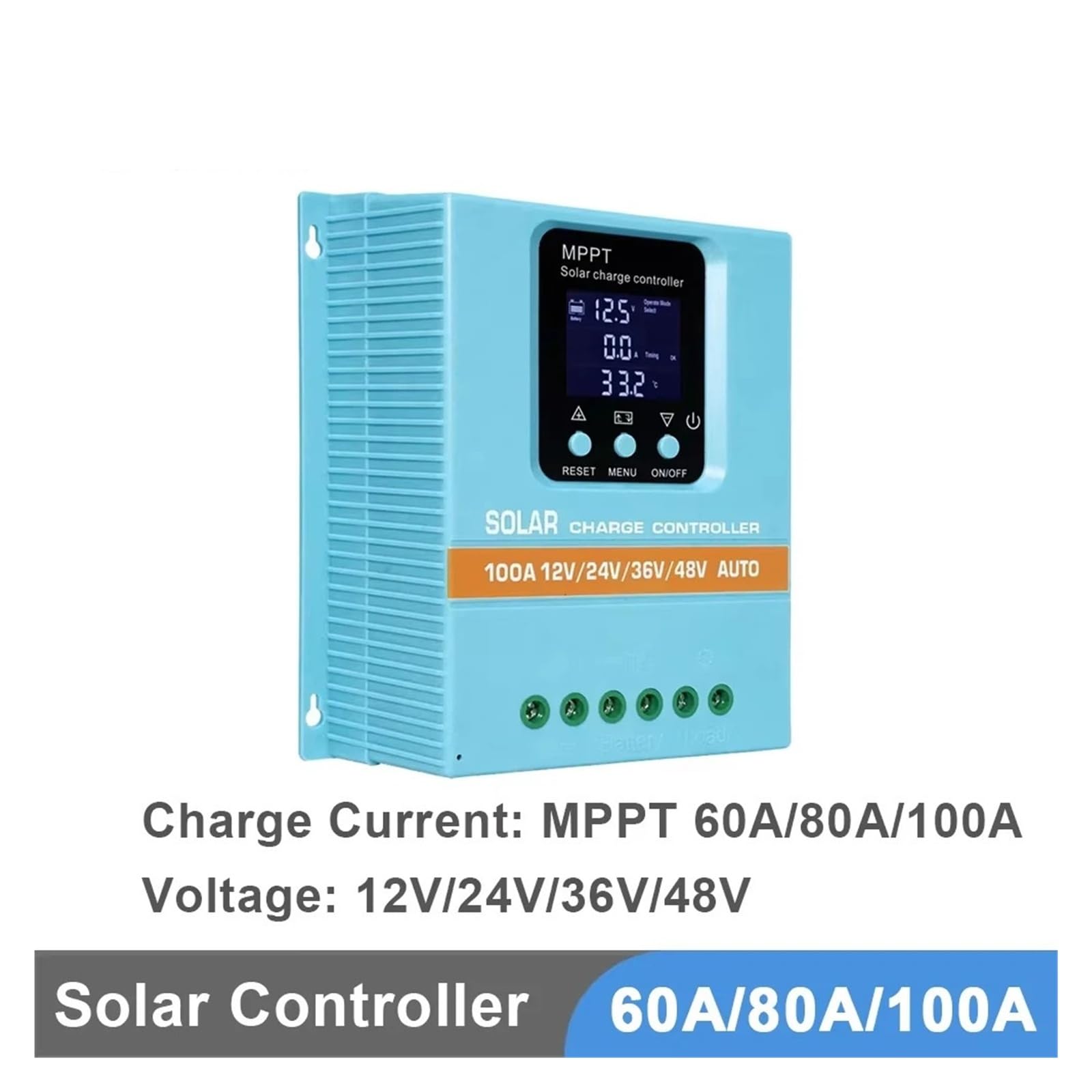 Kontroler ładowania słonecznego MPPT kontroler ładowania słonecznego 100 A 80 A 60 A 12 V 24 V 36 V 48 V, inteligentny regulator do paneli słonecznych i baterii, wyświetlacz LCD (60A)