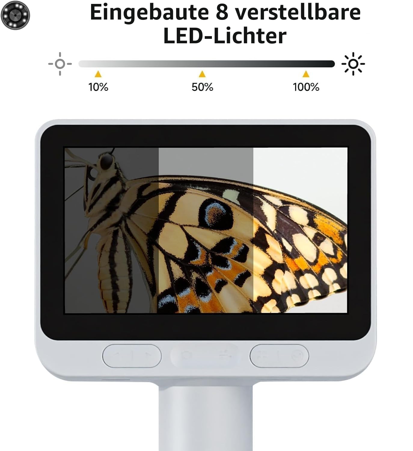 BEAVERLAB Mikroskop für Kinder, digitales Mikroskop 100X-1600X, 4,0" IPS Mikroskop, 1080P HD Taschenmikroskop mit 8 einstellbaren LED-Lights, drahtlose Handheld Microscope für Handy PC/TV