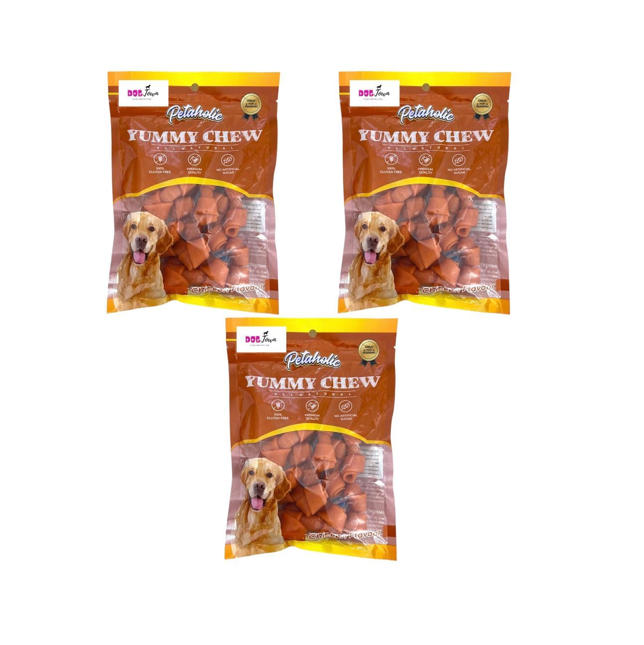 DOGTOWN Petaholic Yummy Chew Knotted Treat for Dog for All Life Stages Pack of 3 Chicken Flavor (B0C9HYK61J) Amazon Price History, Amazon Price Tracker