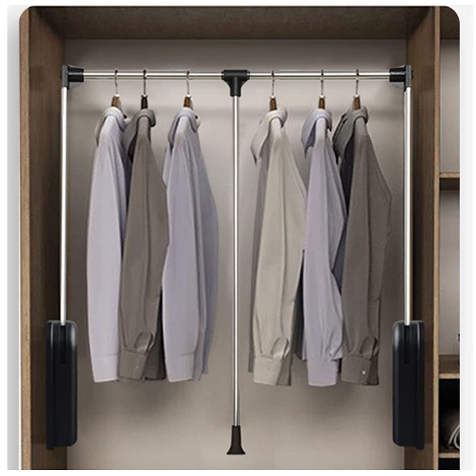 Portant télescopique pour penderie en acier inox robuste 60cm