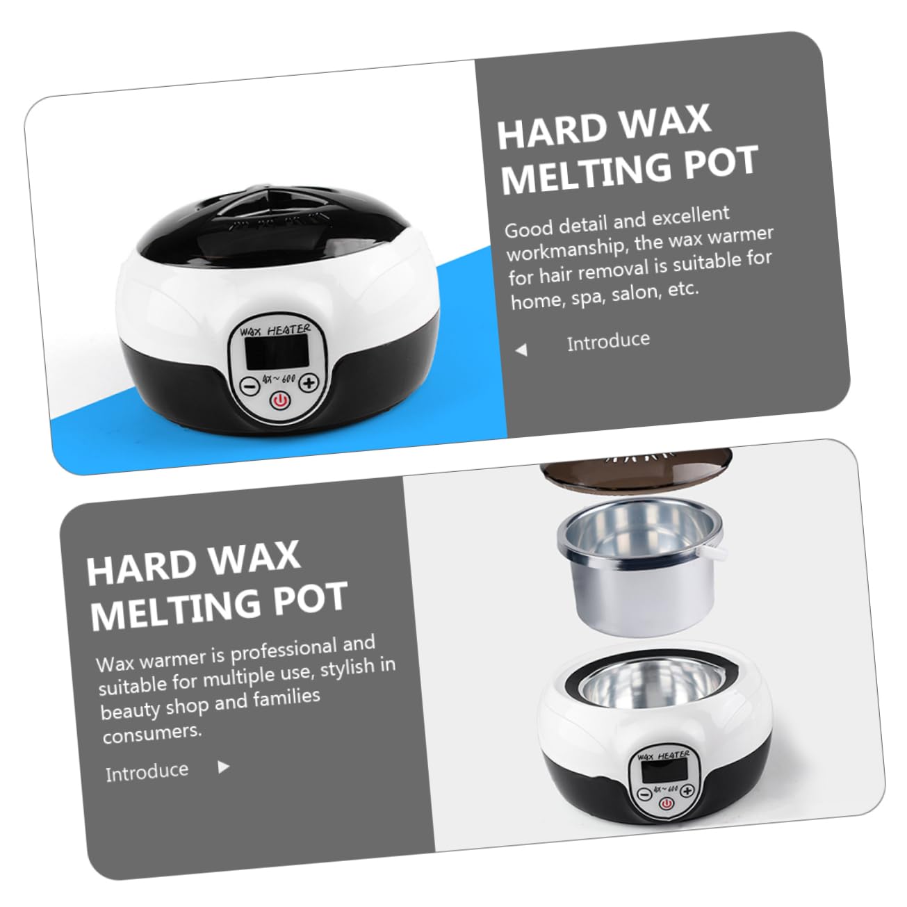 Healeved Scaldacera Professionale Elettrico Pentola per Fusione Cera Solida per Depilazione Portatile, Abs e Pp, Uso Casa e Salone