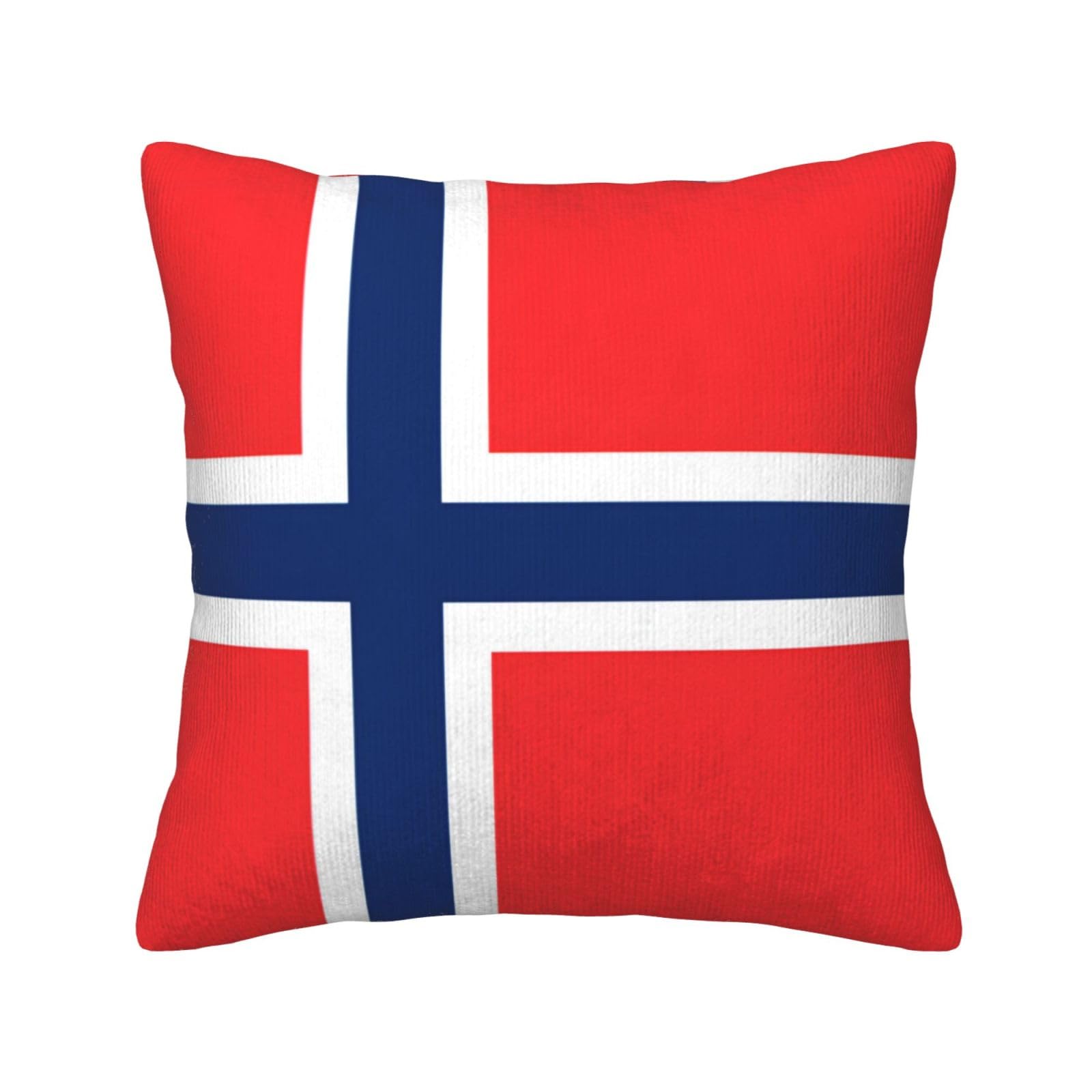 HGIUYDRD Norwegian flag Print Corduroy Throw Pillow with Invisible Zipper Closure for Living Room, Couch and Bed