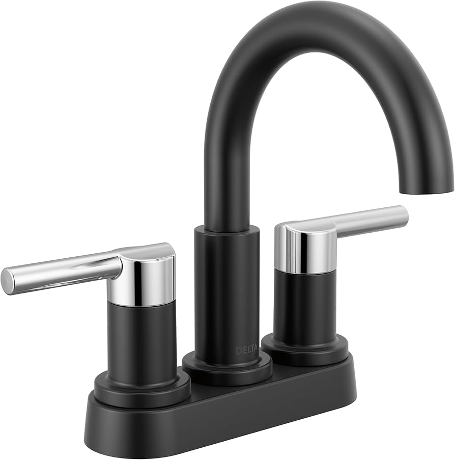 Delta Nicoli Centerset Matte Black/Chrome Bathroom Faucet, 4 Inch