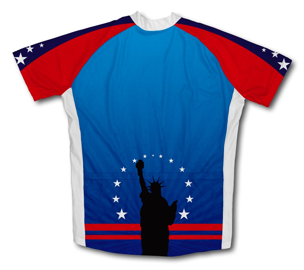 ScudoPro Lady Liberty Short Sleeve Cycling Jersey for Youth - Size S Blue