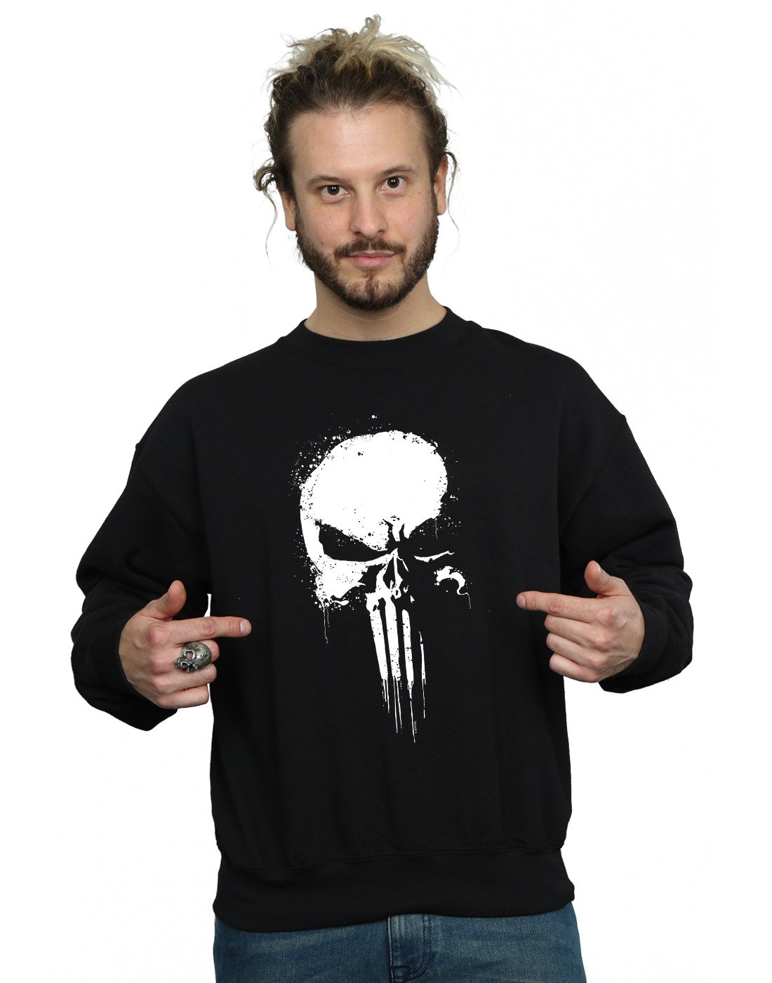 Marvel Men's The Punisher Spray Skull Sweatshirt Black Large