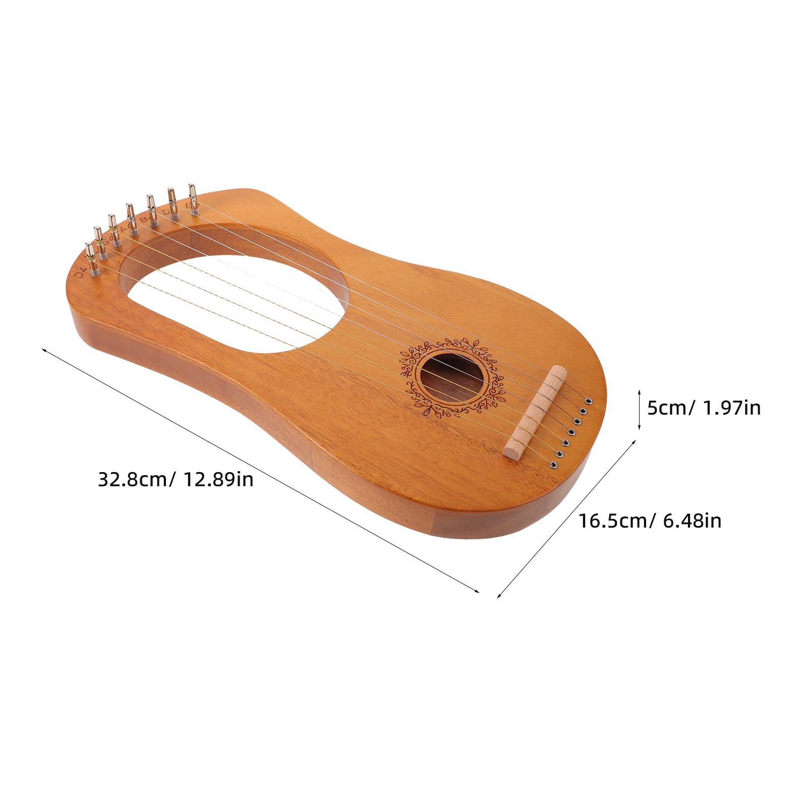 Kisangel 1 Set di arpa lira a 7 corde - Strumento lira portatile - Mini arpa con set di corde di ricambio, chiave di accordatura e adesivi per la scala per principianti e bambini