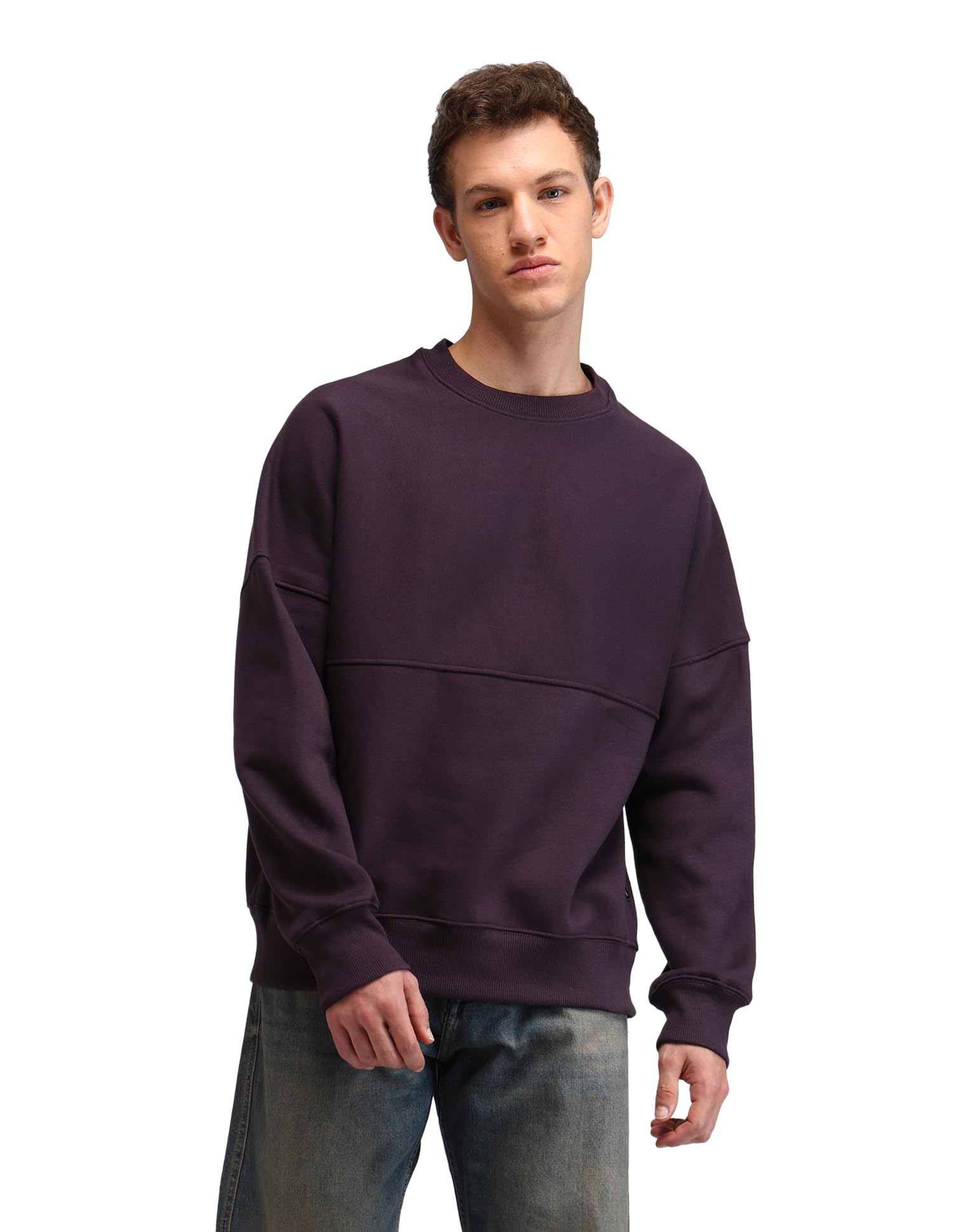 flying machine Men's Oversized Fit Sweatshirt| Solid-picture-33