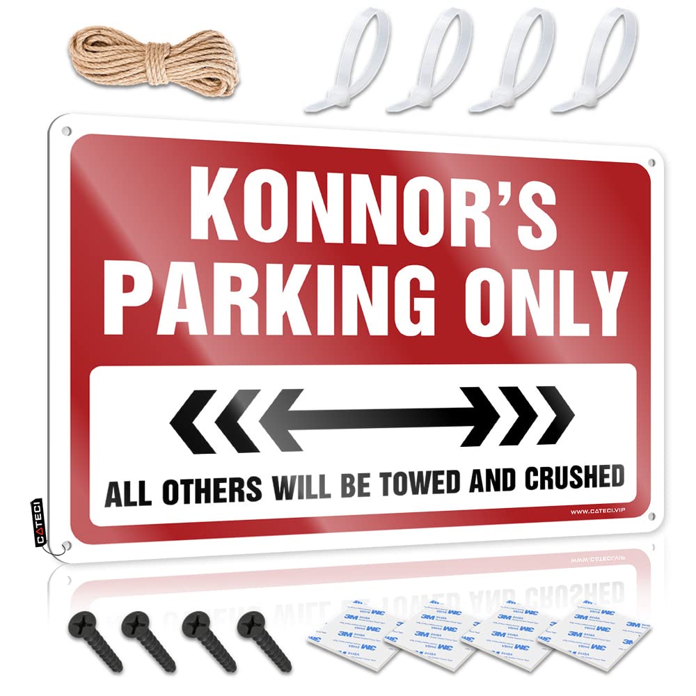 Small Modern Funny Sign - Konnor's Parking Only Rustic Wall Art Soft Area Easy Hang For Entryway(30X40CM)