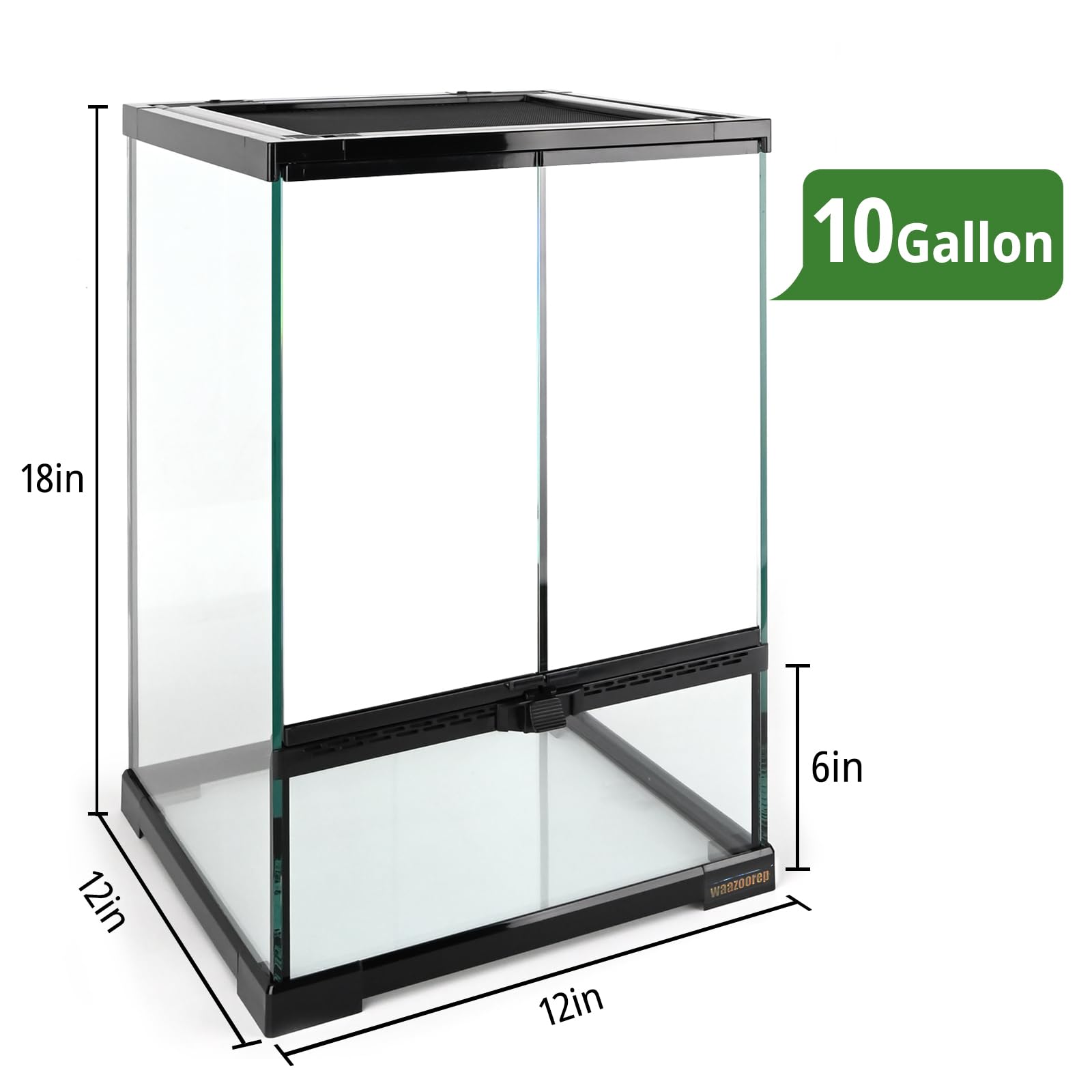 Terrario verticale in vetro per rettili da 30,5 x 30,5 x 45,7 cm, con porta frontale apribile e ventilazione superiore per gechi, serpenti, rane, camaleonte