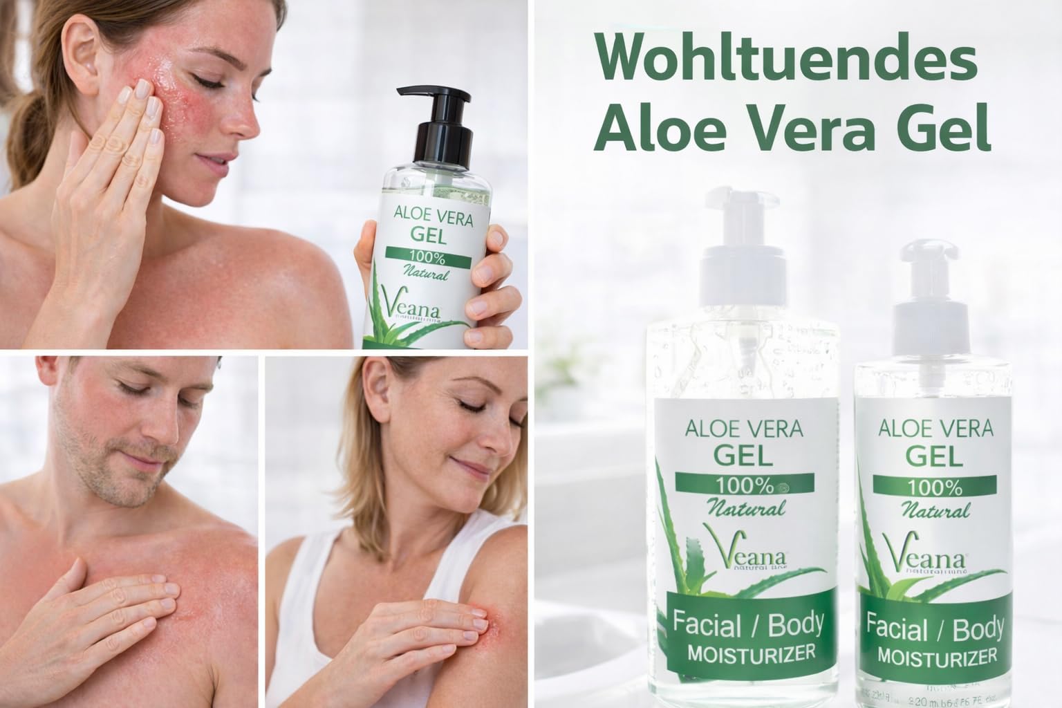 Aloe Vera Gel 100% natrlich gegen Sonnenbrand und Hautprobleme