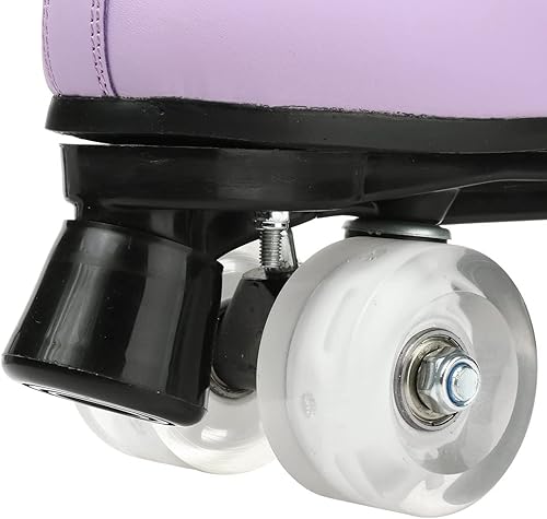 Miniatura 5 de Comeon Patines de ruedas para mujer, de piel sintética, patines de cuatro ruedas, patines de cuatro ruedas, zapatos de patinaje para interiores y