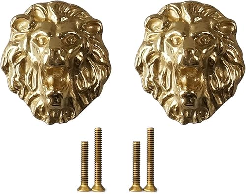 Wwxuanke - Pomo de puerta de león, perilla de león de latón, puerta de un solo agujero, perilla de puerta creativa de cabeza de león de animal,