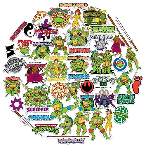 Teenage Mutant Ninja Turtles Sticker Pack Die-Cut Vinyl Large Deluxe TMNT Stickers Variety Pack for Laptop Water Bottle Scrapbooking Tablet & Indoor/Outdoor Use Set of 50