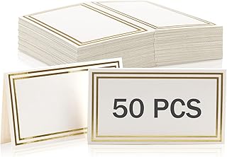 HomWanna Table Place Cards 50Pcs - Wedding Place Cards White Blank Table Card Name Cards for Table Setting Weddings Party Dinner Reception Seating Food Home Decorations Office (Gold)