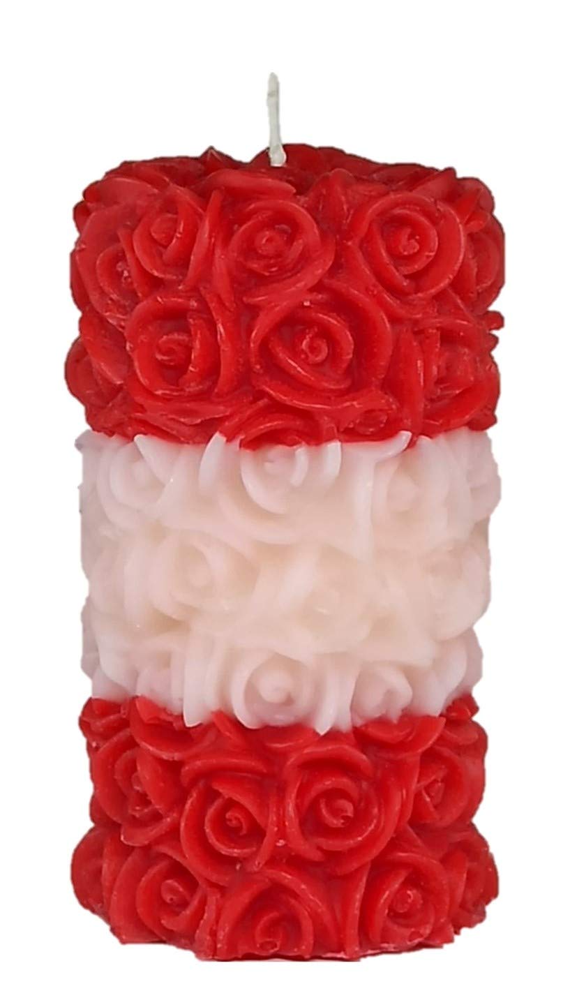 Shraddha Creation Paraffin wax Designer Pillar Candle, Pack of 1, Rose;Vanilla