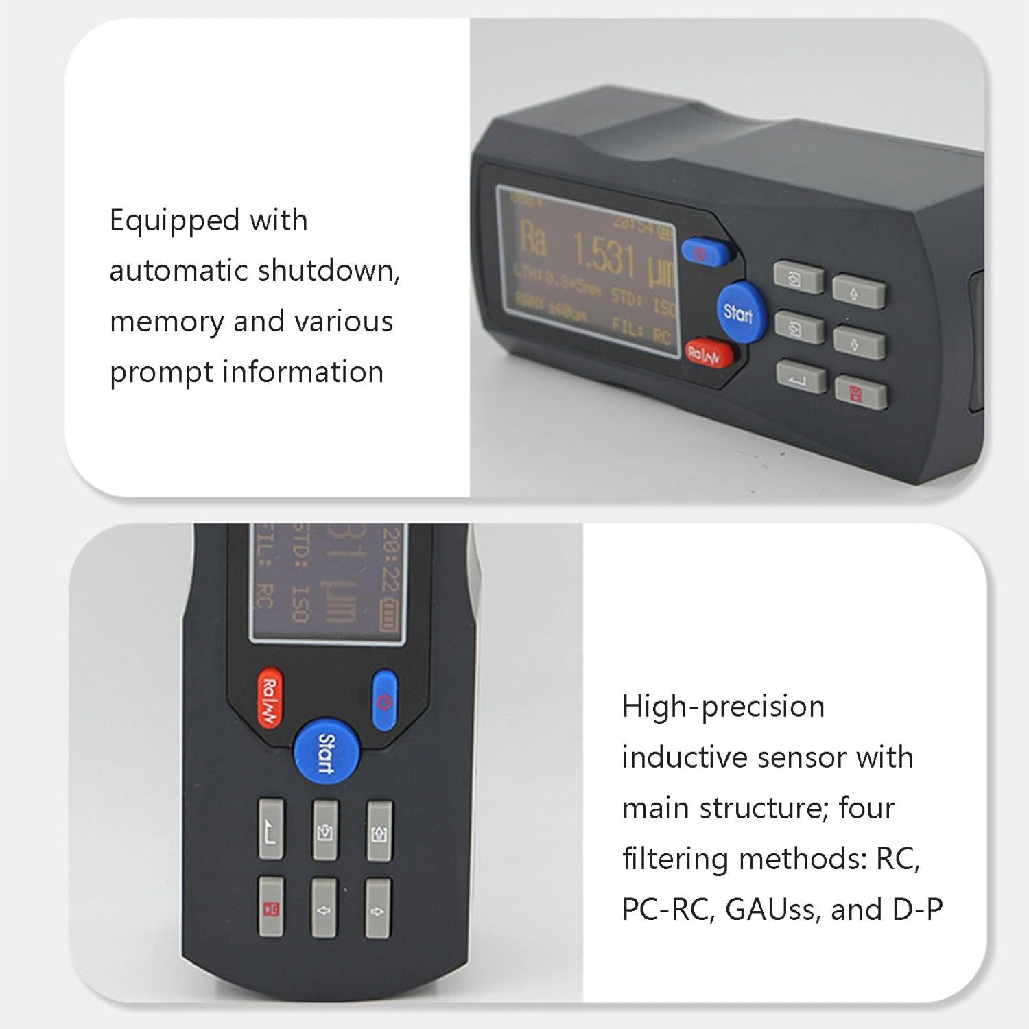 ERICAT Tester di Rugosità Superficiale, Profilometro per Superfici Metalliche con Schermo LCD, Campo di Misura di 0,025μm-12,5μm E Risoluzione del Display di 0,001μm, per La Costruzione Navale