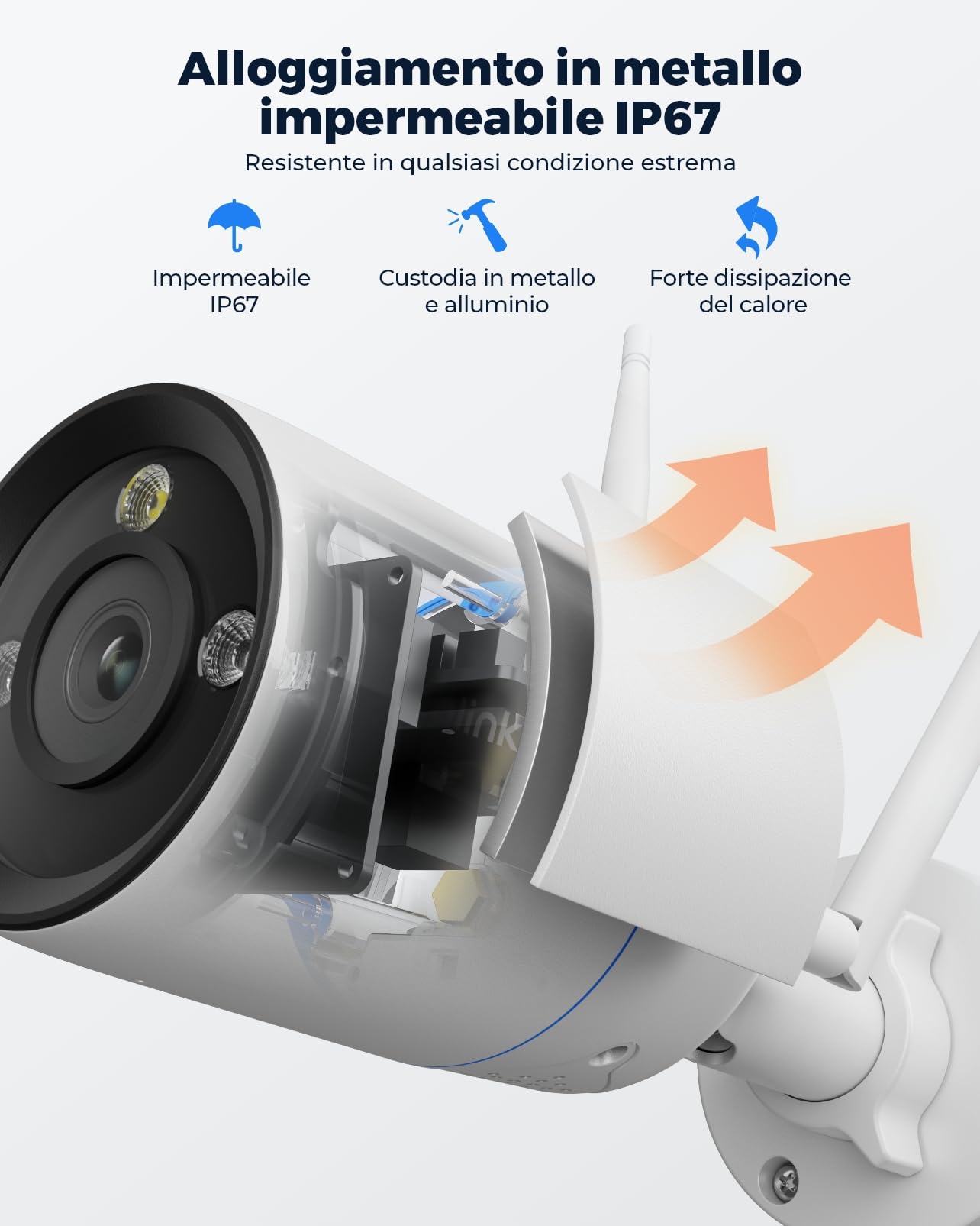 Reolink 4K Telecamera Wi-Fi Esterno, Wi-Fi 6 Videocamera Sorveglianza, IP67 Alloggiamento Metallico, Rilevamento Umano/Veicolo/Pet, 30m Visione Notturna a Colori, Audio a 2 Vie, Time-lapse, RLC-810WA
