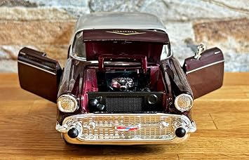 1:24 Ölçek 1957 Chevy Bel Air Die-Cast Metal Model Araba, Açılabilir Kapılı Detaylı Klasik Amerikan Otomobili, Koleksiyon ve Dekoratif Sergileme Aracı