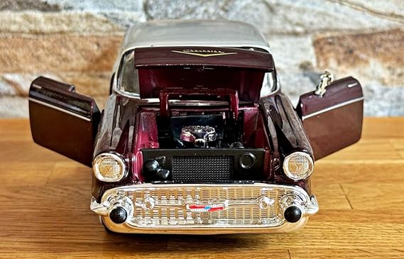 1:24 Ölçek 1957 Chevy Bel Air Die-Cast Metal Model Araba, Açılabilir Kapılı Detaylı Klasik Amerikan Otomobili, Koleksiyon ve Dekoratif Sergileme Aracı