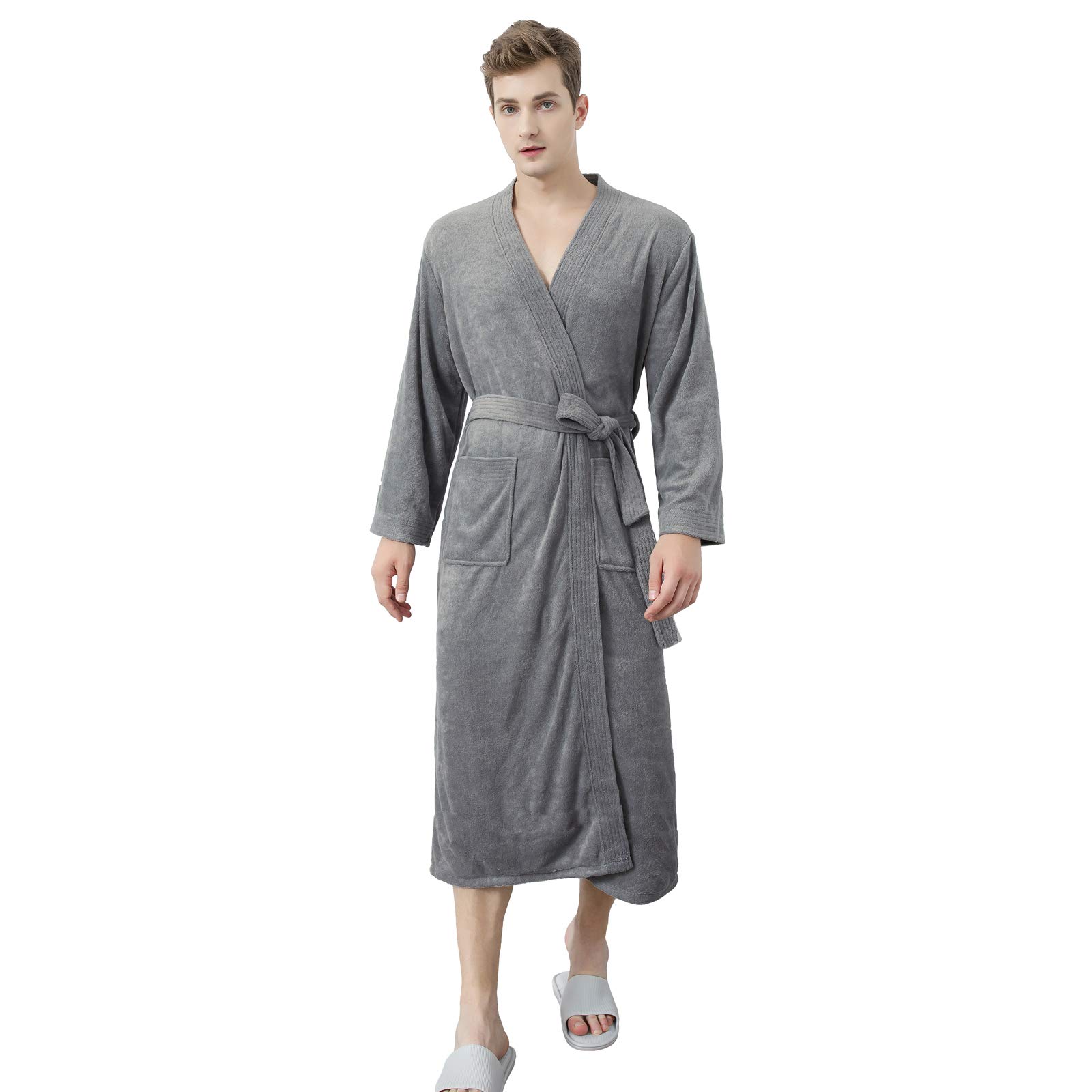 Coppie Unisex Accappatoio in spugna di cotone morbido accappatoio caldo collo scialle Accappatoio per Spa Hotel Casa Vacanze