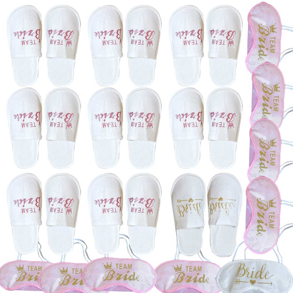 ZOOMPIL Vendas de Ojos de Bridesmaid con Correas Ajustables,Antifaces para Dormir de Despedida de Soltera,pantuflas para novia boda,Máscara de Ojos Suave de Bride,Hotel de Team Bride de Boda Fiesta