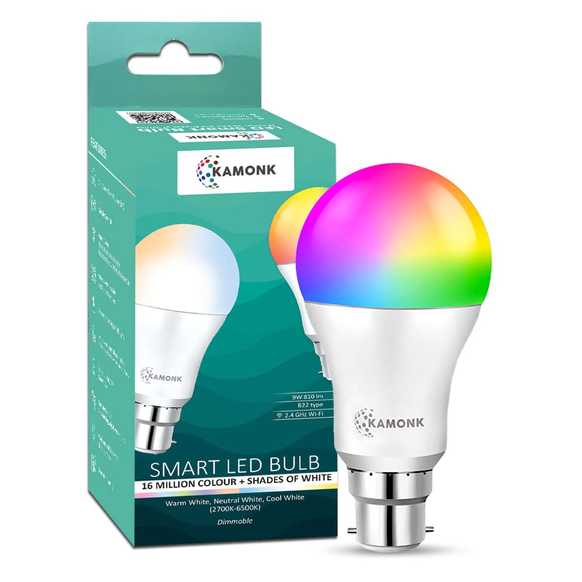 KAMONK Smart LED Bulb 9W B22 Wi-Fi Enabled, Dimmable, 16 Million Colors + Warm White/Neutral White/Cool White, Compatible with Amazon Alexa and Google Assistant (B095HTQYTG) Amazon Price History, Amazon Price Tracker