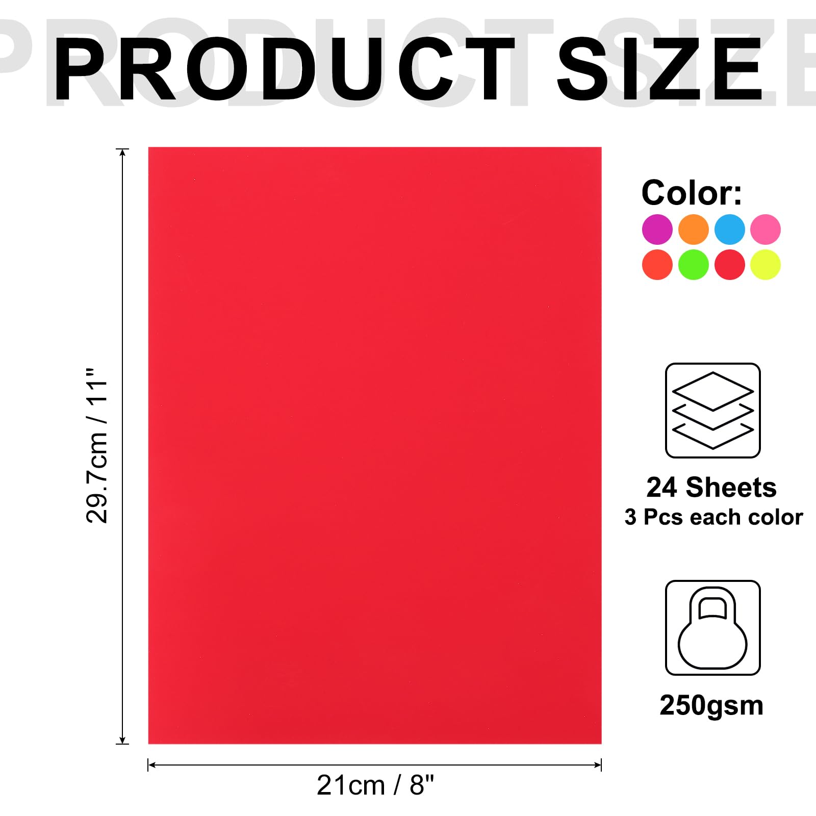 QUARKZMAN Świecący papier w ciemności, 24 arkusze, pusty neonowy karton, 250 g/m250 g/m², fluorescencyjny plakat z czarnym światłem, na imprezę, do tańca, różne kolory