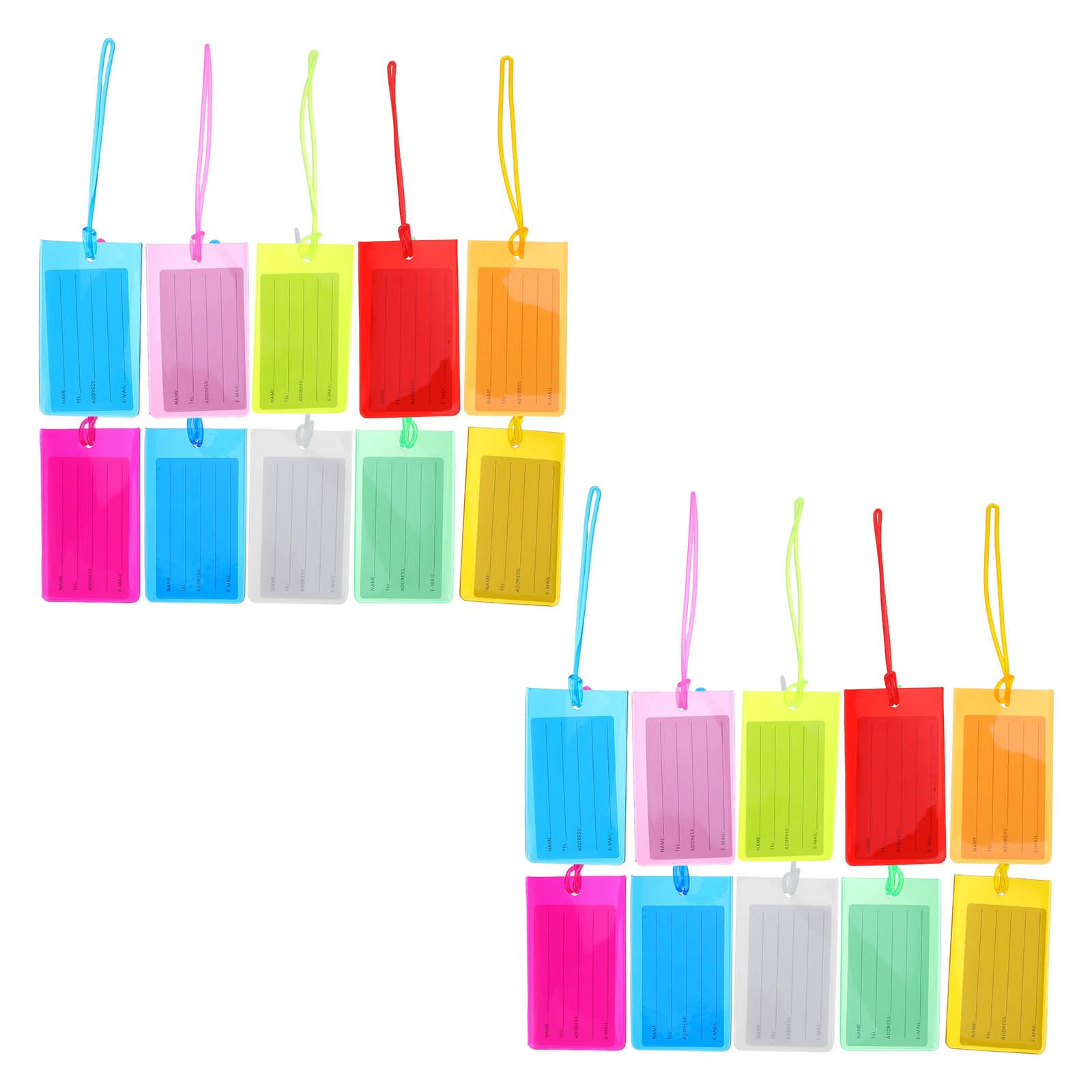 TOYANDONA Etiquetas de Equipaje de Pvc Coloridas 100 Piezas para Maletas y Mochilas con Alta Visibilidad y Superficie para Escribir Ideales para Viajes y Control en Aeropuertos