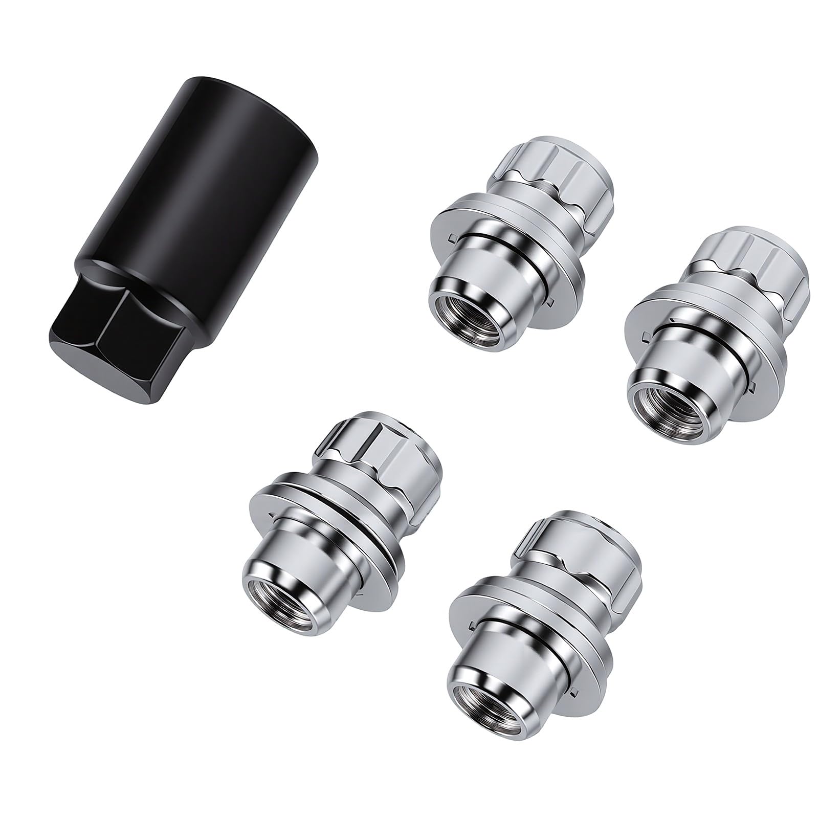 Wheel Lock Lug Nut Set, 12x1.50 Size | Konstrukcja ze stali hartowanej, chromowane wykończenie, bezpieczne dopasowanie, kompatybilne z ą